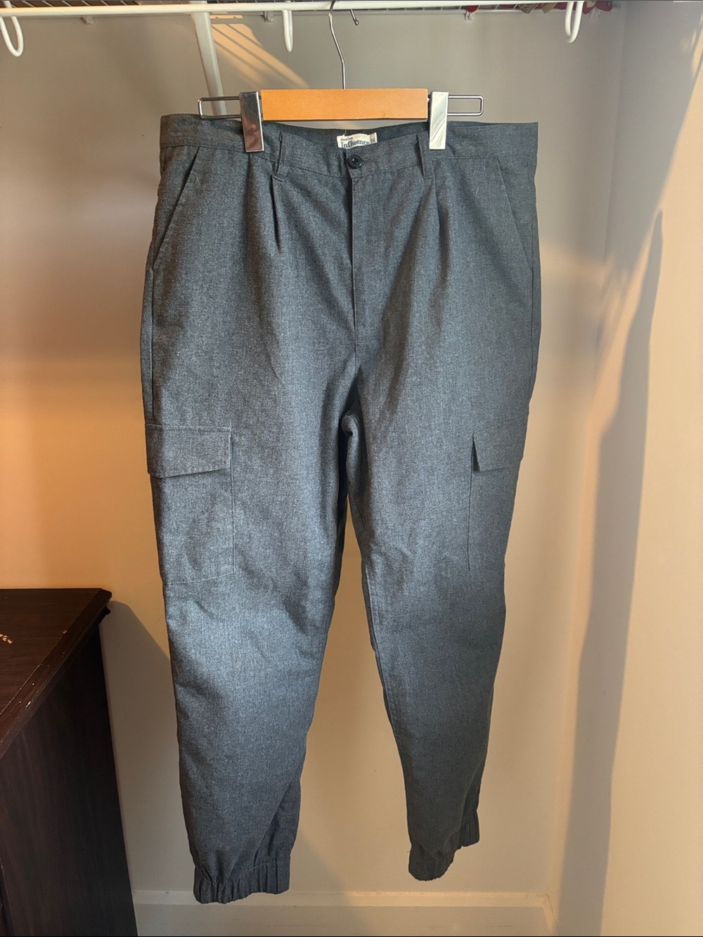 Another Influence Grey Pleated Cargo Jogger Pants – Tapered Utility Trousers